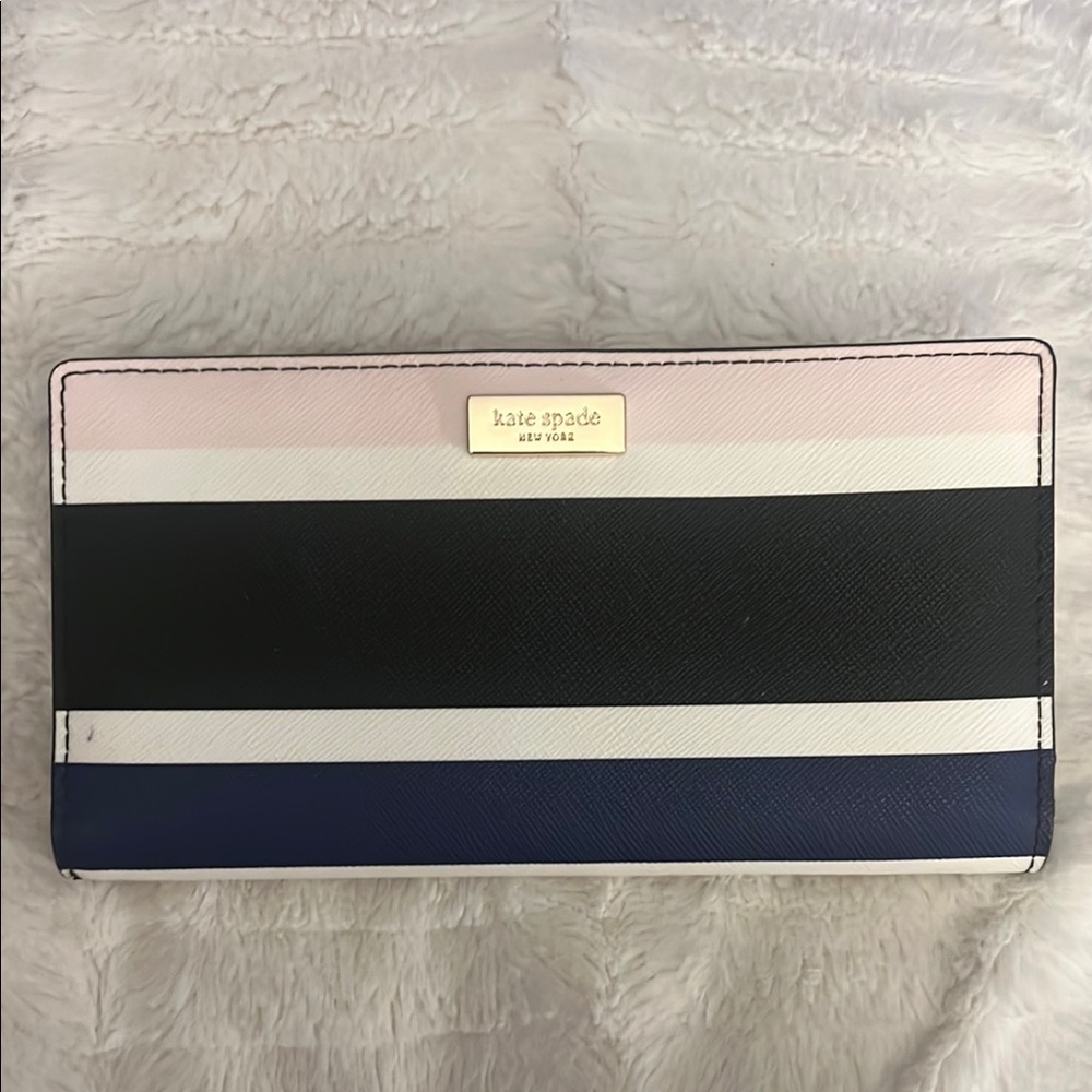 Kate Spade Striped Wallet - Pink, Black, Blue